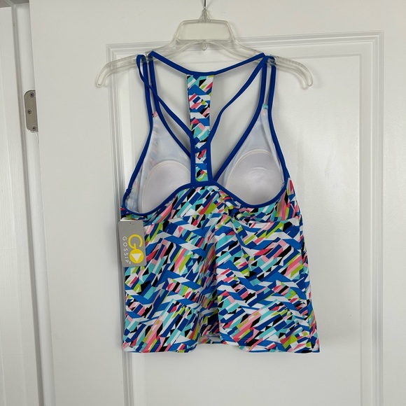 NWT Women’s Blue Printed Go Gossip Swim Tankini Top - Sz L - Picture 15 of 16